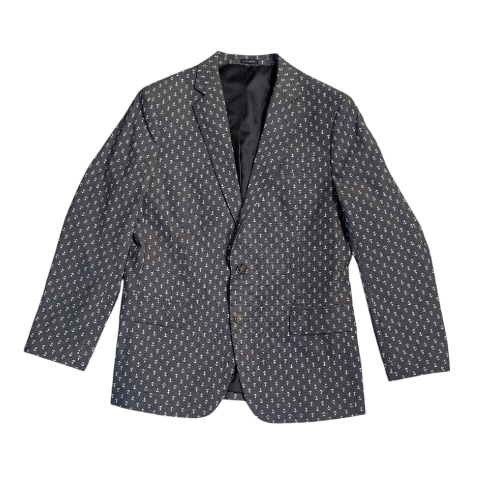 Stafford Blazer Sports Coat Suit Jacket, Travel Classic Fit Cotton, Anchors, 44R